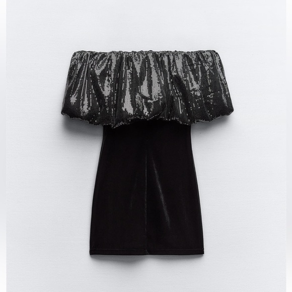 ZARA Velvet Sequin Mini Dress - Picture 6 of 8